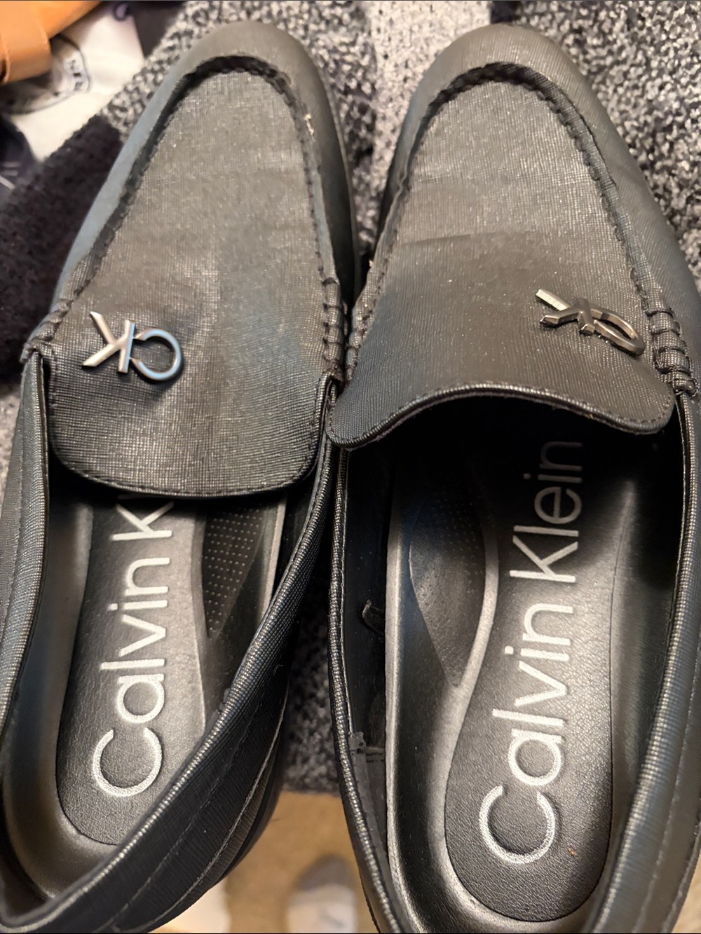 Calvin Klein Men's Black Slip-On Loafers with CK Emblem